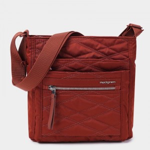 Hedgren Quilted Orva Rfid Women's Crossbody Bags Red Brown | NHE46AC